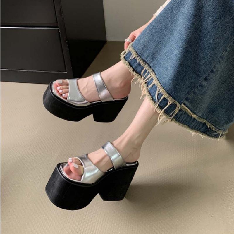 Sandale cu toc pană super înalt de 11 cm, sandale cu înălțime mică, impermeabile, cu talpă groasă tip platformă, din piele lăcuită, pantofi de damă la modă, de celebritate pe internet