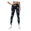 Colanti Fitness High Waist Shapewear Leggings Seamless Tie Dye Black Push Up Effect Yoga Tights