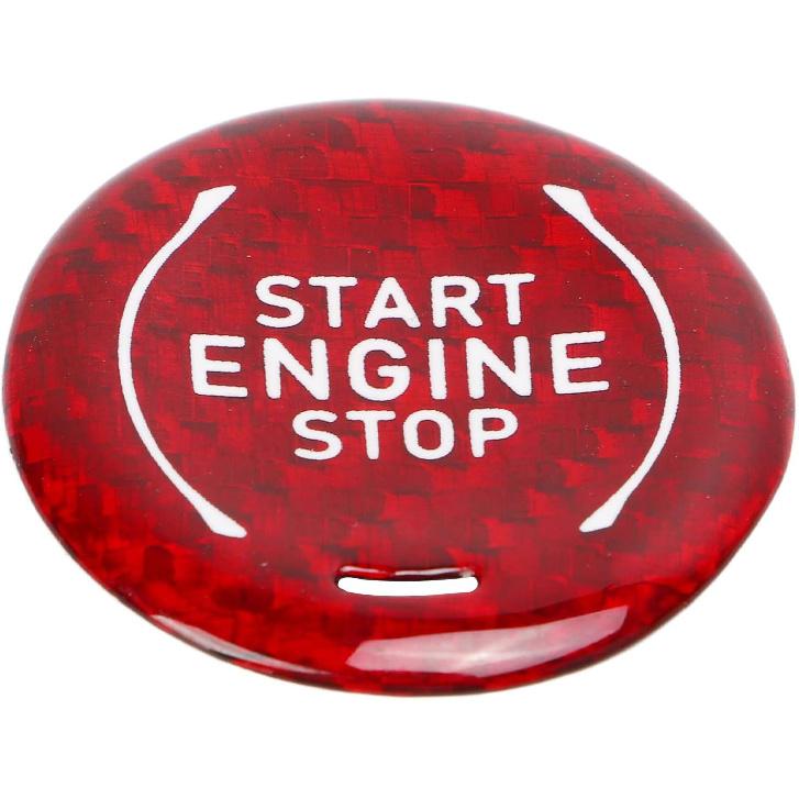 Aramox Car Engine Start Stop Button Cover Carbon Fiber Ignition Push Start Button Sticker Compatible with C8 2020 To Present (Red)