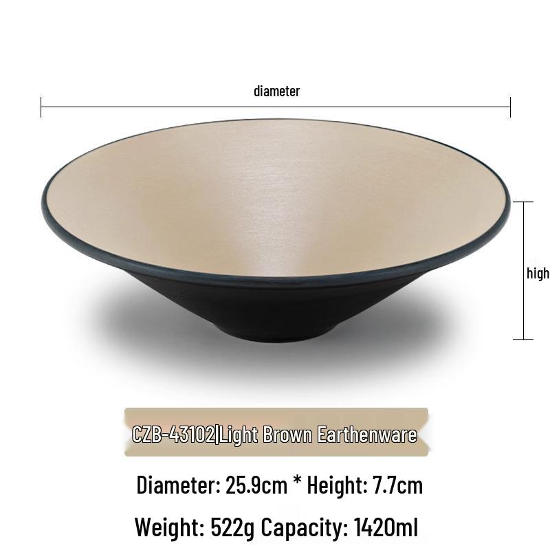 Large Frosted Melamine Ramen Bowl - Japanese-Style Restaurant Noodle Bowl for Mala Tang, Luosifen, Soup, and Rice Noodles
