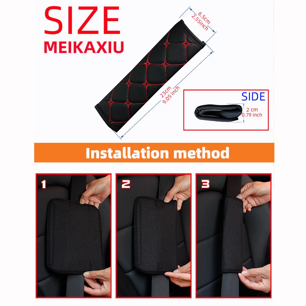 A PU leather embroidered stereoplaid car shoulder protector new seat belt decorative women's car supplies