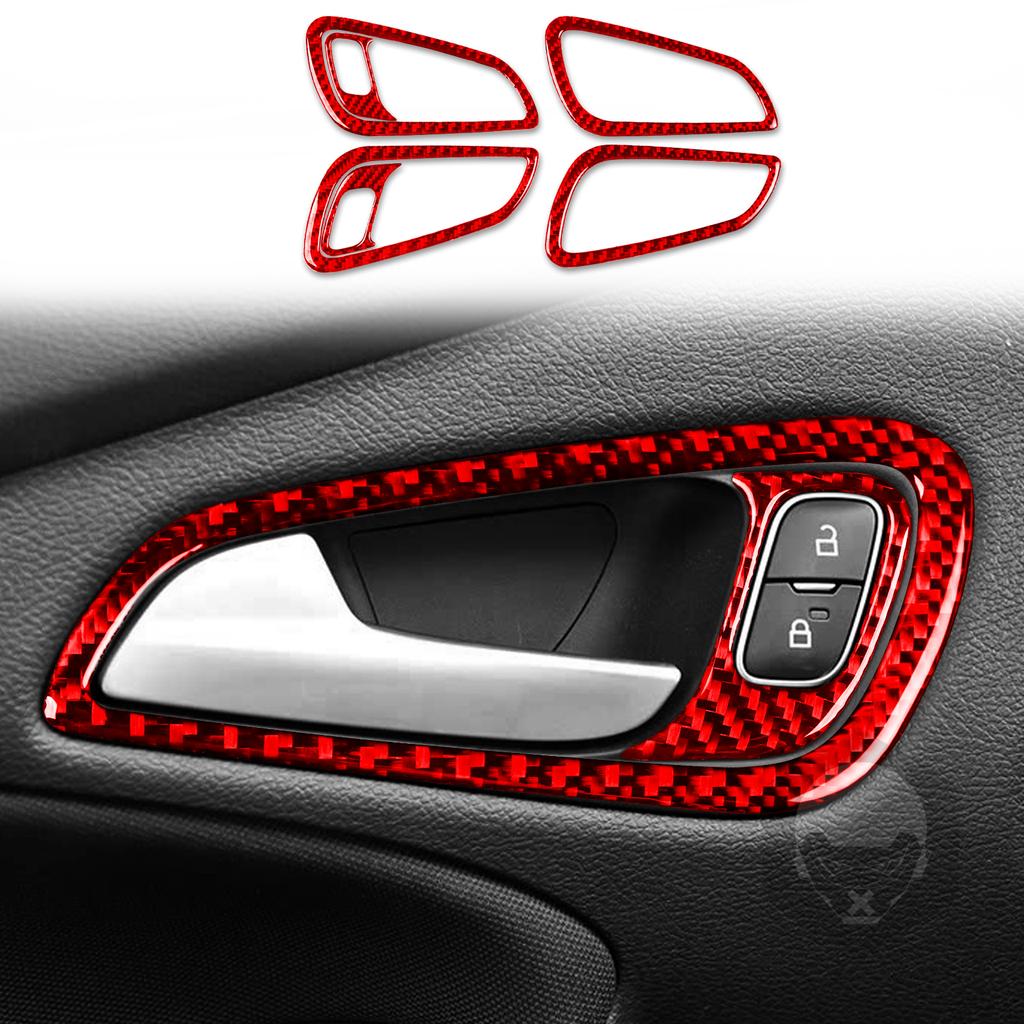 Real Soft Carbon Fiber Sticker Car Inner Door Handle Panel Trim For Ford Focus SE RS ST Ecoboost 2015 2016 2017 2018 LHD RHD
