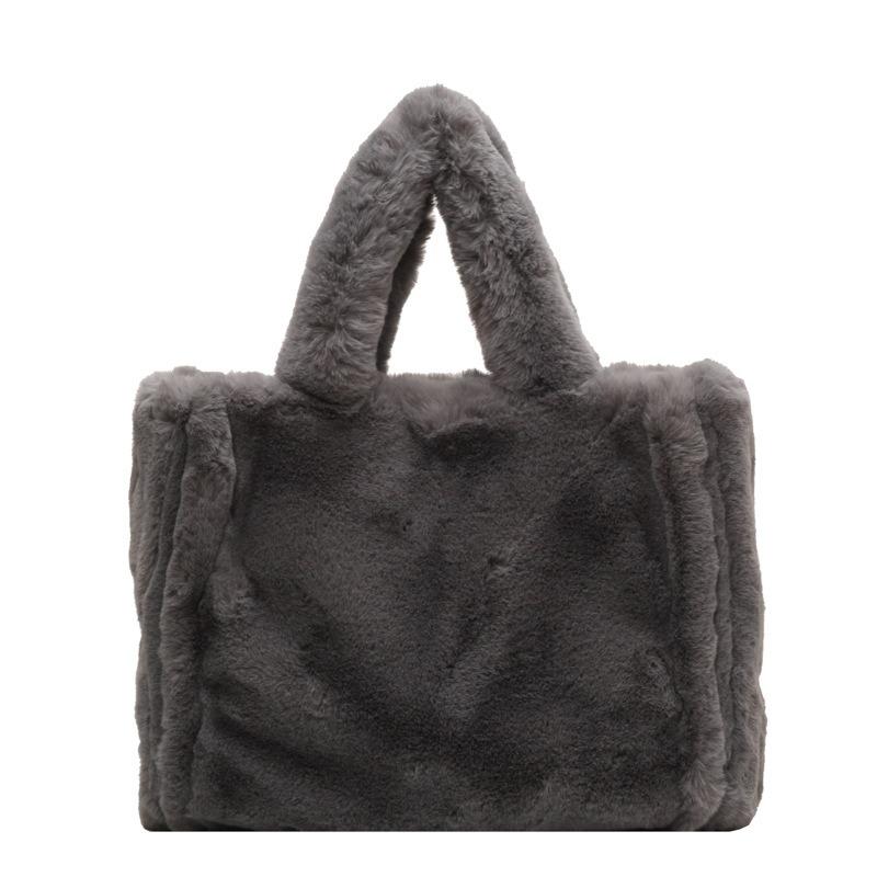Plush Bag Simple Underarm Crossbody Solid Color Handbag Casual Tote Bag