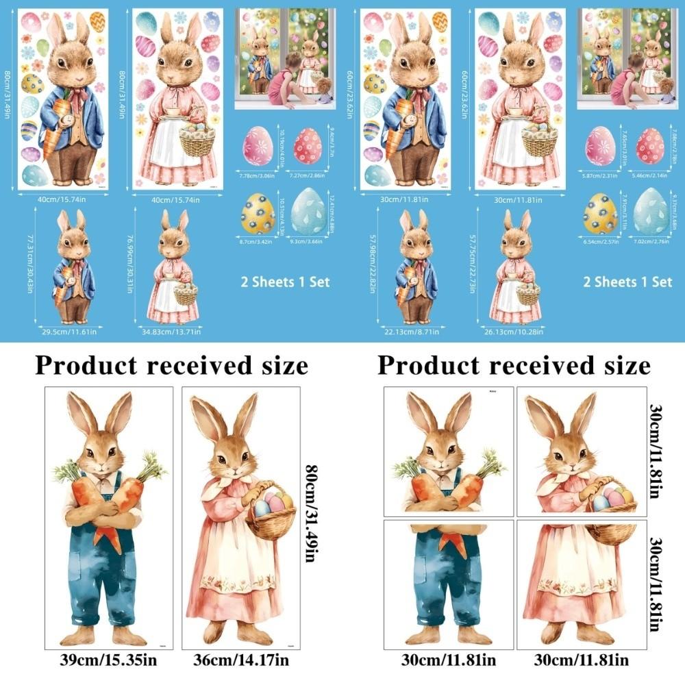 Waterproof Easter Egg Window Decals Creative Easter Bunny Static Cling Decal  Window Decoration