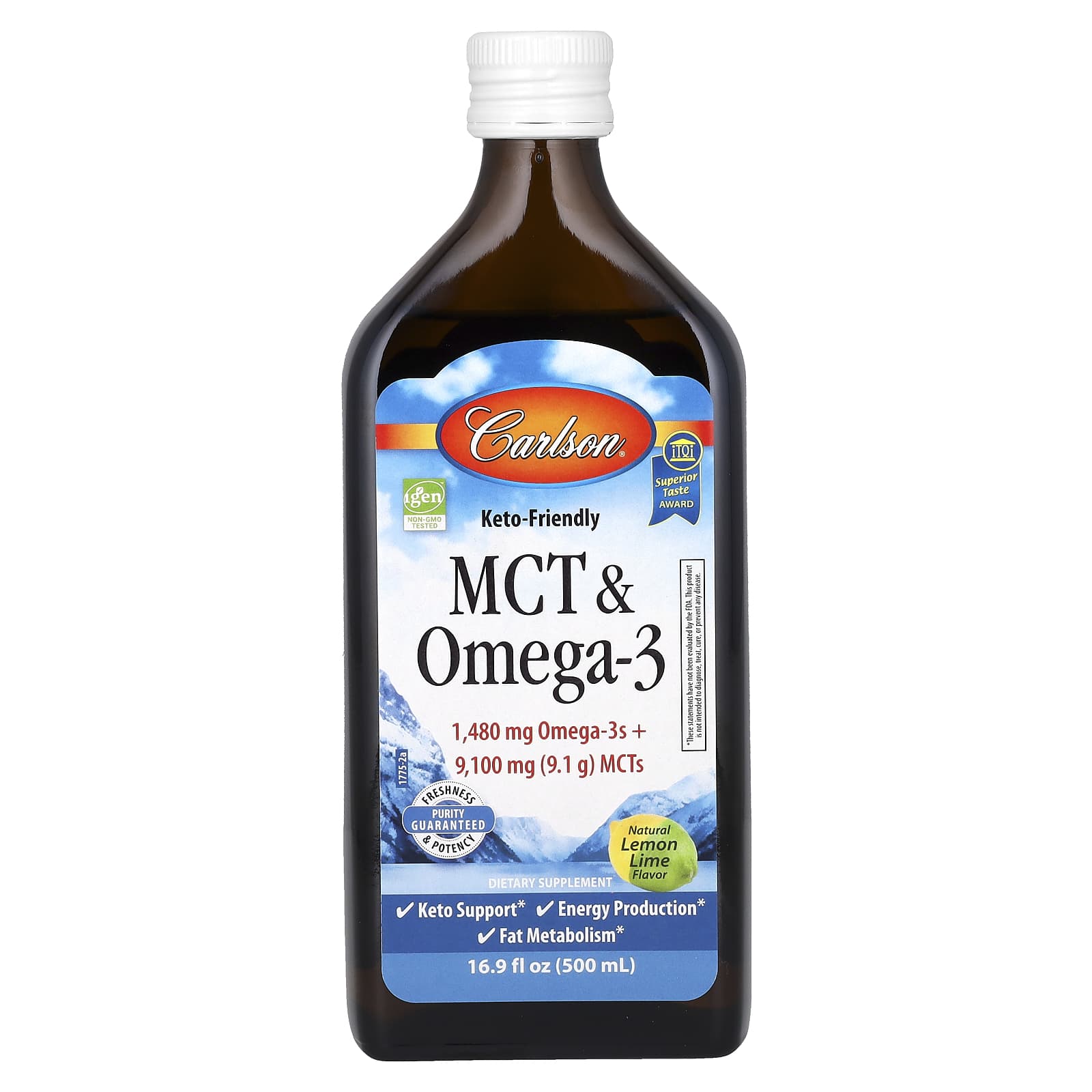 

Mct & Omega-3, Natural Lemon Lime, 500Ml (16.9Fl Oz)