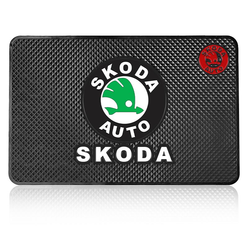 1Pcs Car Emblem Anti Slip Pad Phone Holder Non-Slip Mat Car Stlying For Skoda Octavia Superb Rapid Kodiaq Karoq Fabia Kamiq Roomster Citigo