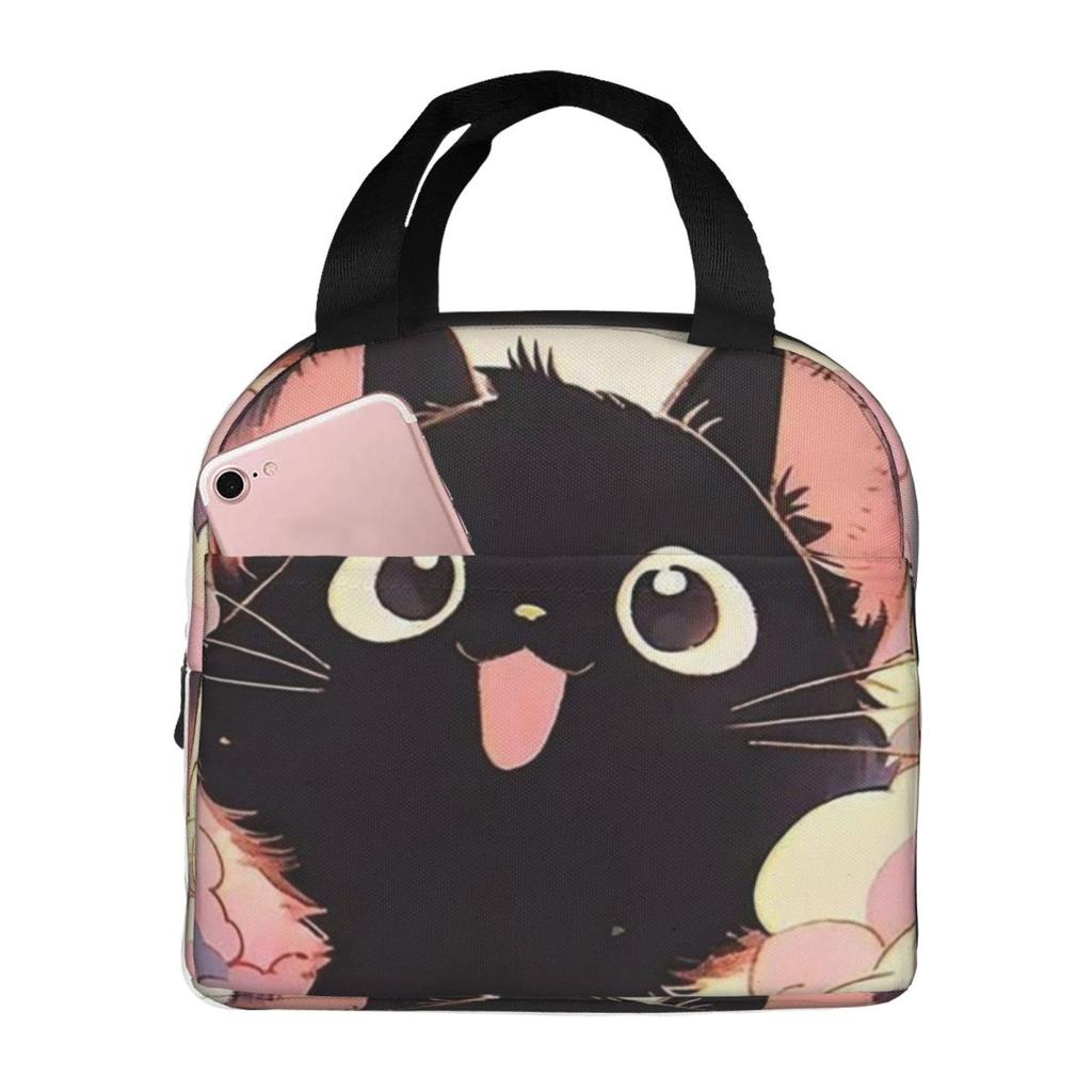 Night Black Cat On The Clouds Insulated Lunch Bag for Women Children Portable Food Boxes Thermal Lunch Box Tote