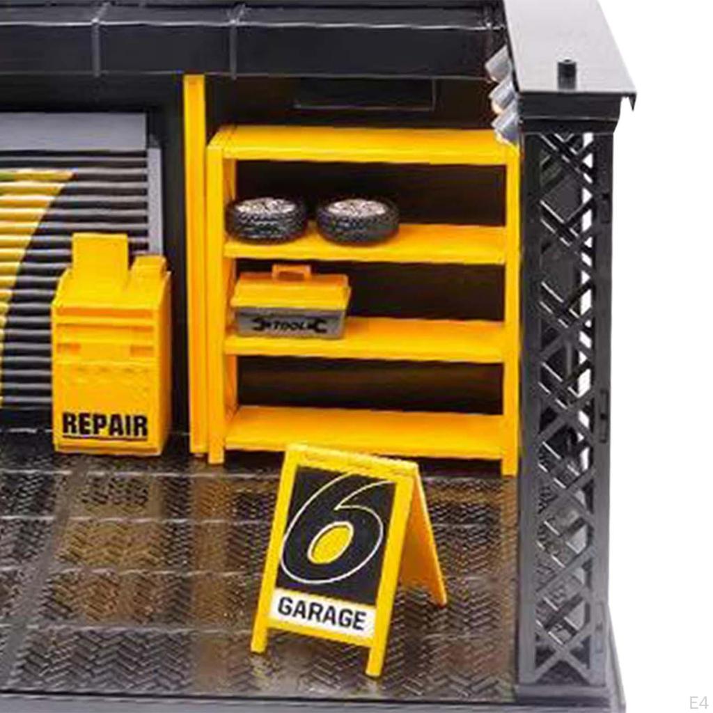 1/24 Diorama Car Garage Model Repair Shop Scene with Light Workshop