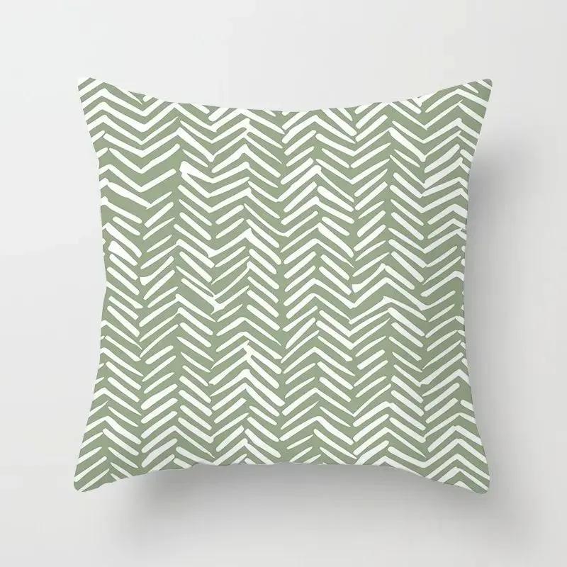 Fresh Green Geometric Pillow Cover - Modern Artistic Pattern In Soft Polyester for Living Room & Bedroom