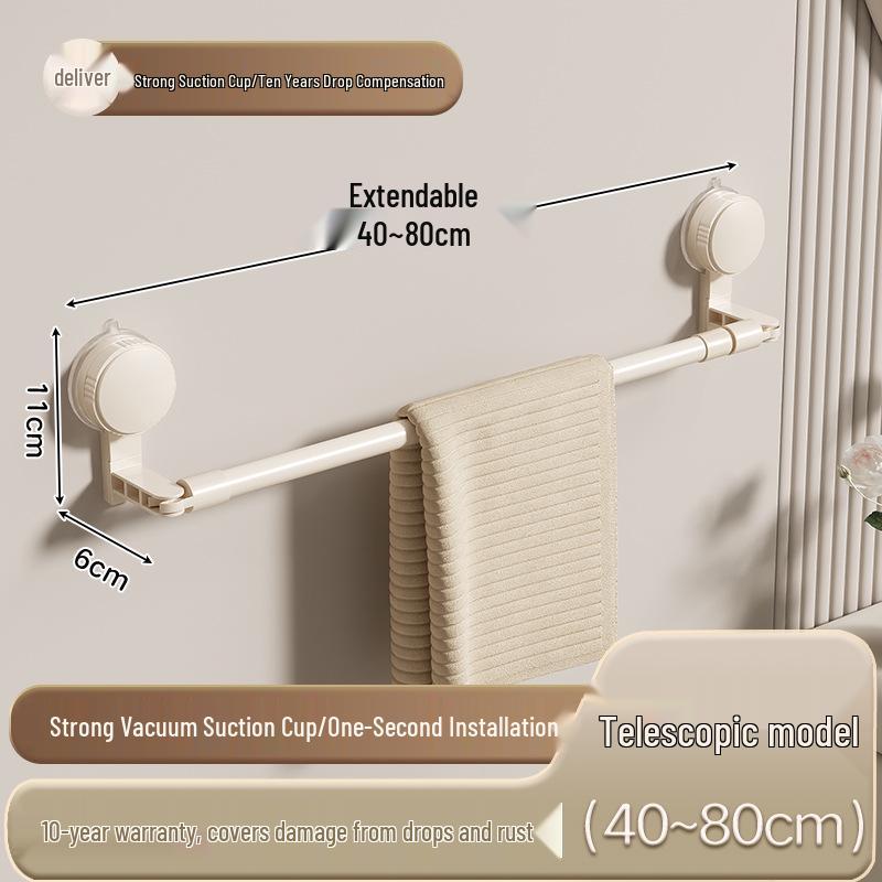 Teleskopischer Handtuchhalter mit Saugnäpfen ohne Bohren und Ablage für Badezimmer