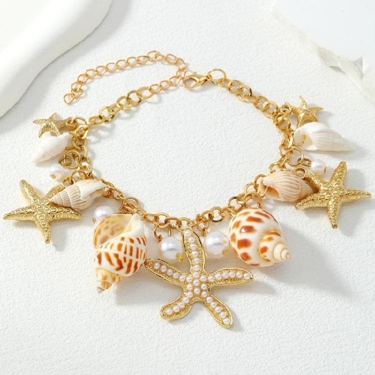 Mermaids Costume Jewelry Set Starfishes Seashells Conch Bracelet Necklace Shell Earrings Beach Jewelry Set for Women