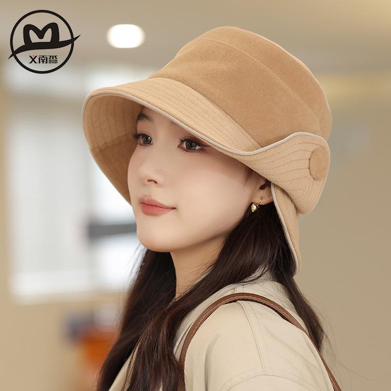 Hat Women's Year Autumn and Winter New Niche Bucket Hat Split Brim Design Sense Shows Washbasin Hat Commuting Versatile