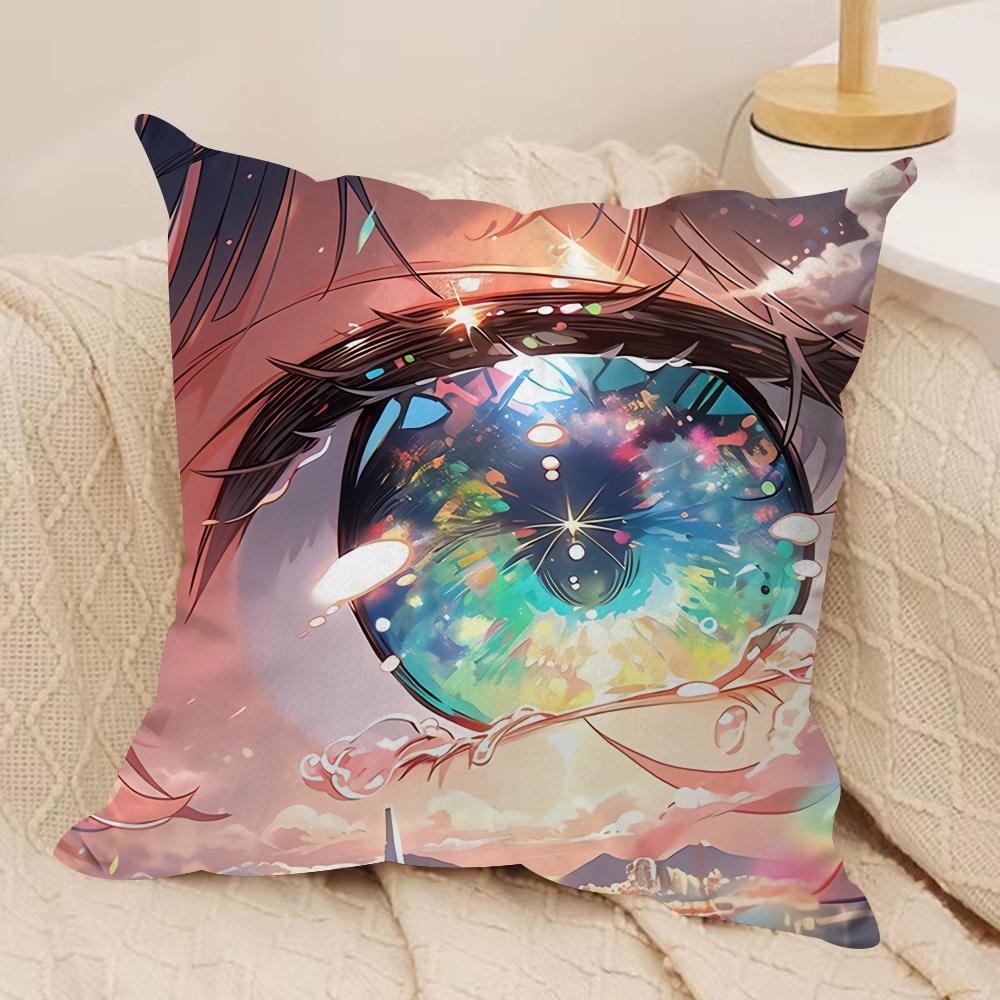 Anime Oshi No KKo Hoshino Cushion Cover Silky Short Plush Invisible Zipper Dustproof Sofa Pillow Case For Home Decor