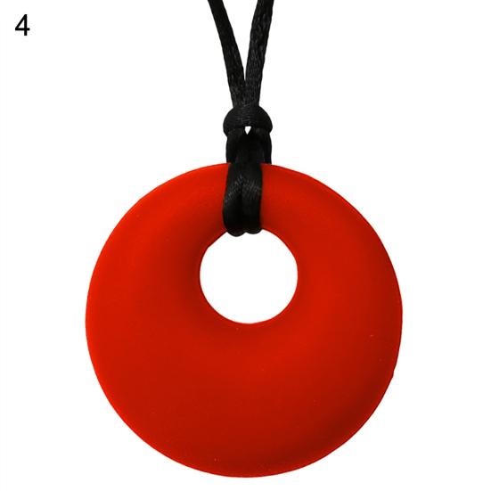 Mom Round Pendant Necklace Baby Teething Nursing Bite Chew Soft Silicone Teether Toy