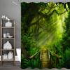 Wald Woodbridge Baum Grünzeug Sonnenlicht Grün Heilung Duschvorhang, Badezimmer Dekorativer Duschvorhang, Wasserdichter Duschvorhang