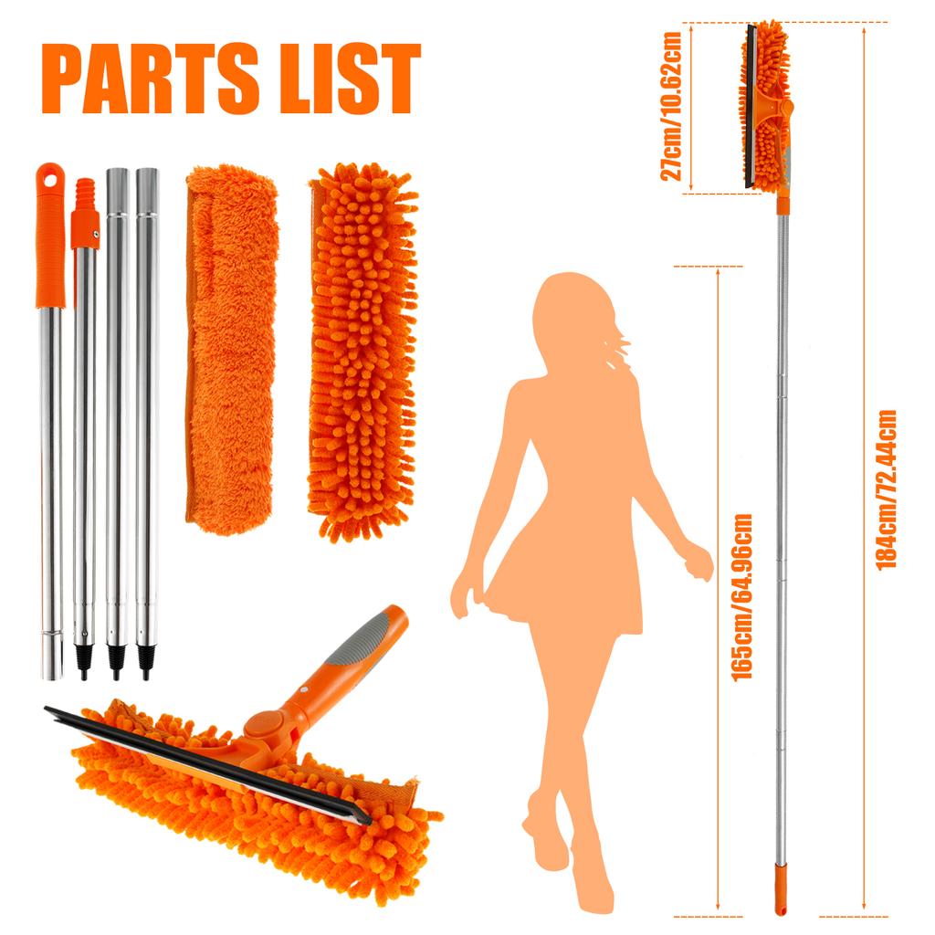 Window Cleaning Tool 2 In 1 Cleaning Squeegee Kit 35-59.5inch Scalable Cleaning Tool Rotatable Double Sides Glass Cleaner Mop