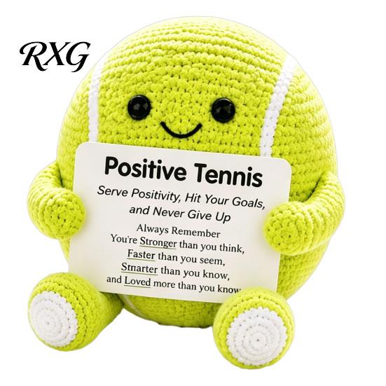 Pocket Sized Inspirational Gift for Athletes Knitted Positive Sports Ball Plush, Emotional Support Doll with Personalized Keepsake Softball