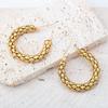 18K Gold Stainless Steel Retro Hong Kong Style Versatile Hollow Earrings for Women