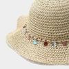 Elegant Hand Crocheted Paper Straw Sun Hat Women Breathable Wide Border Beach Hat Summer Outdoor Travel Accessory