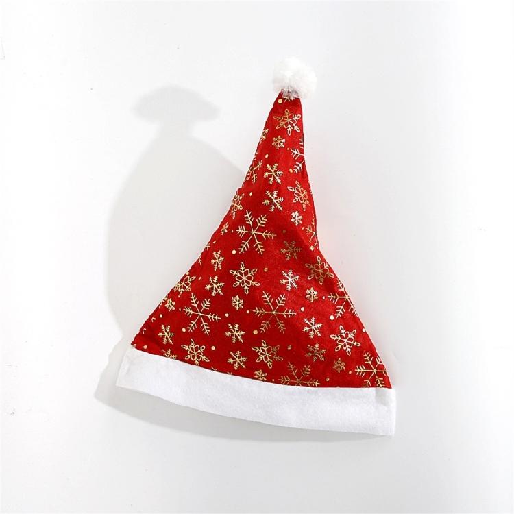 Christmas Gild Snowflake Pattern Santa Hat for Adult Winter Festival Party Hat