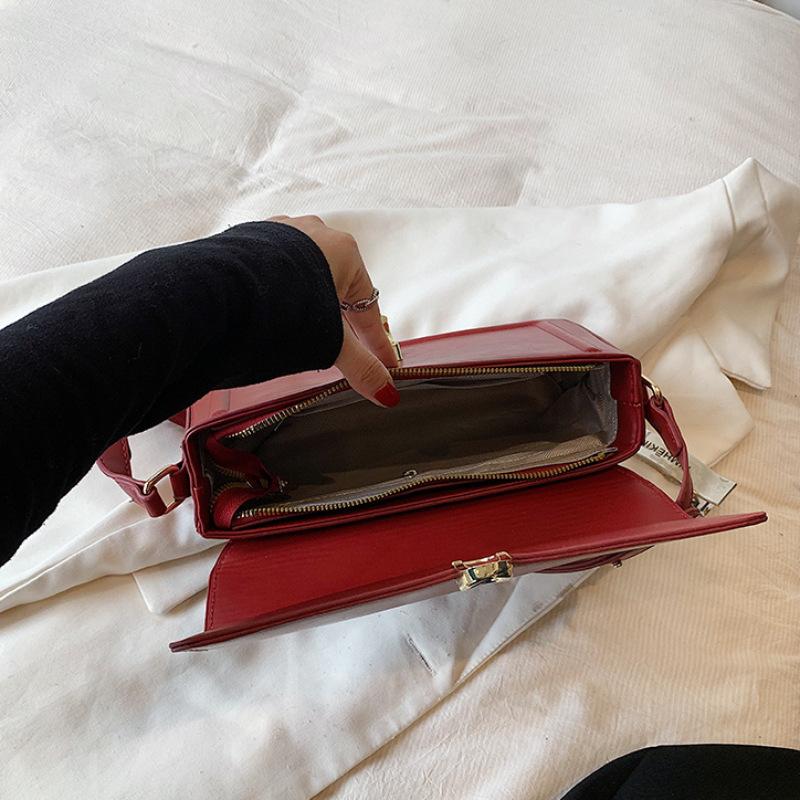 Small Square Bag Single Shoulder Armpit Bag Women's New Fashionable Red Bag