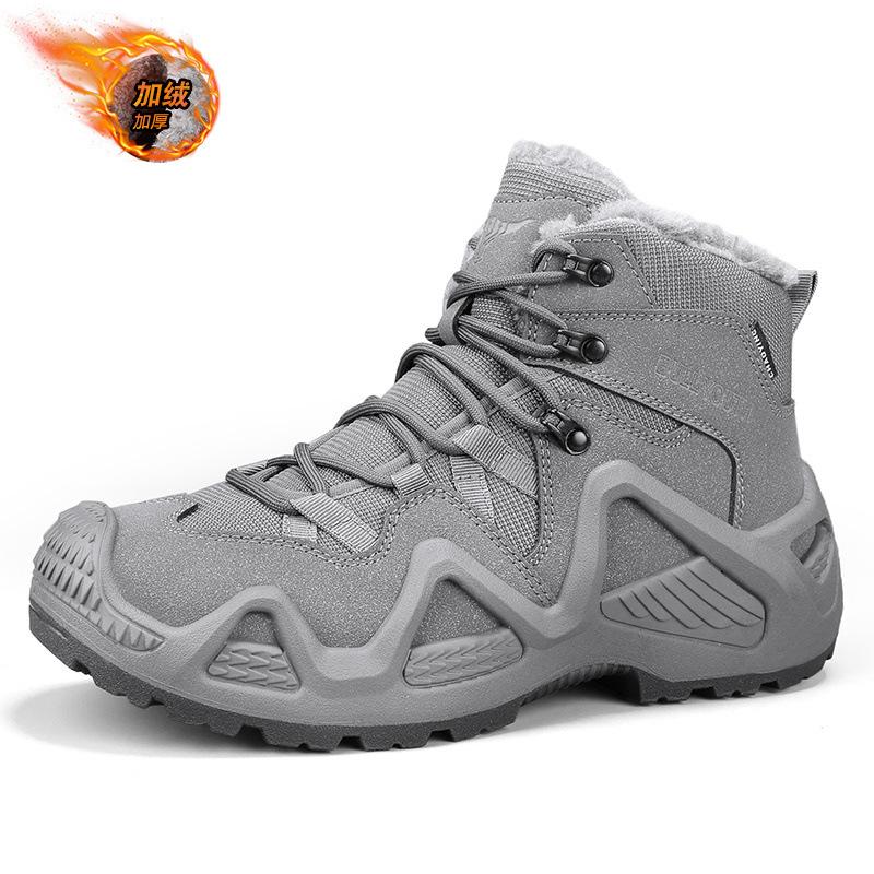 Autumn and Winter High-top Men's Outdoor Non-slip Mountaineering Boots Large Size Thick-soled Martin Boots Piled and Thickened