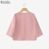 ZANZEA Women Casual V-Neck 3/4 Sleeve Summer Cardigan Tops