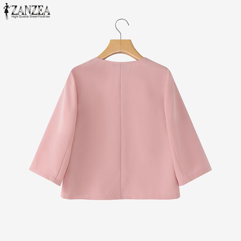 ZANZEA Women Casual V-Neck 3/4 Sleeve Summer Cardigan Tops