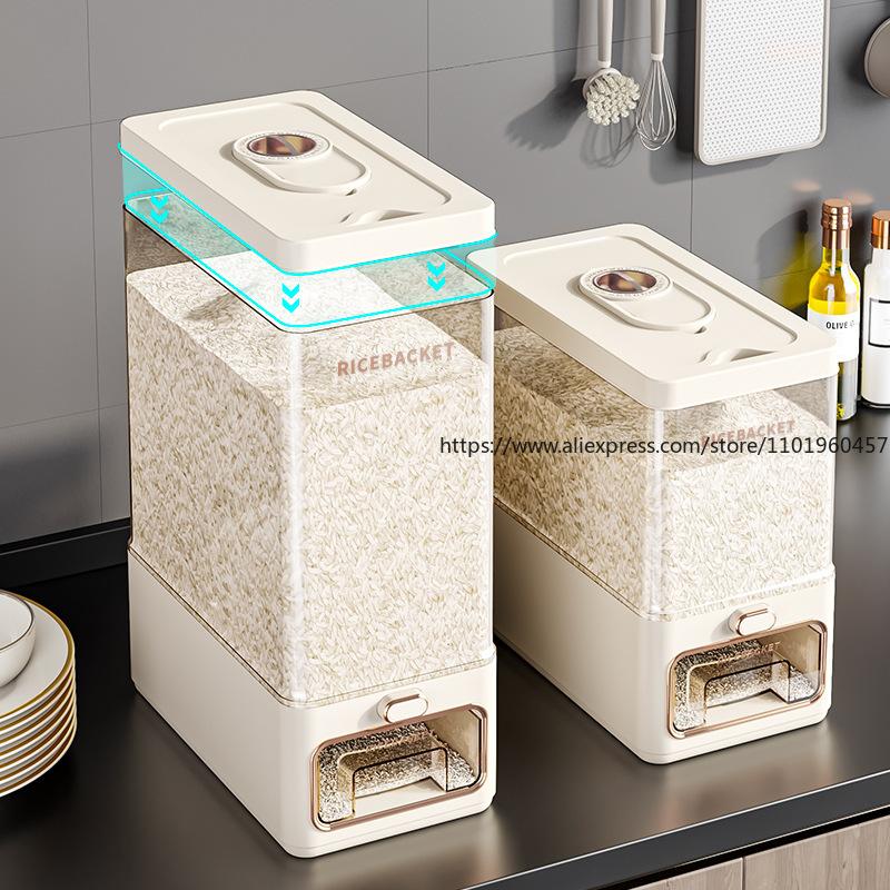 Nádoba na skladování rýže pro domácnost, potravinářská, vzduchotěsná dóza na rýži, ochrana proti hmyzu a vlhkosti, nádoba na skladování suchých zrn