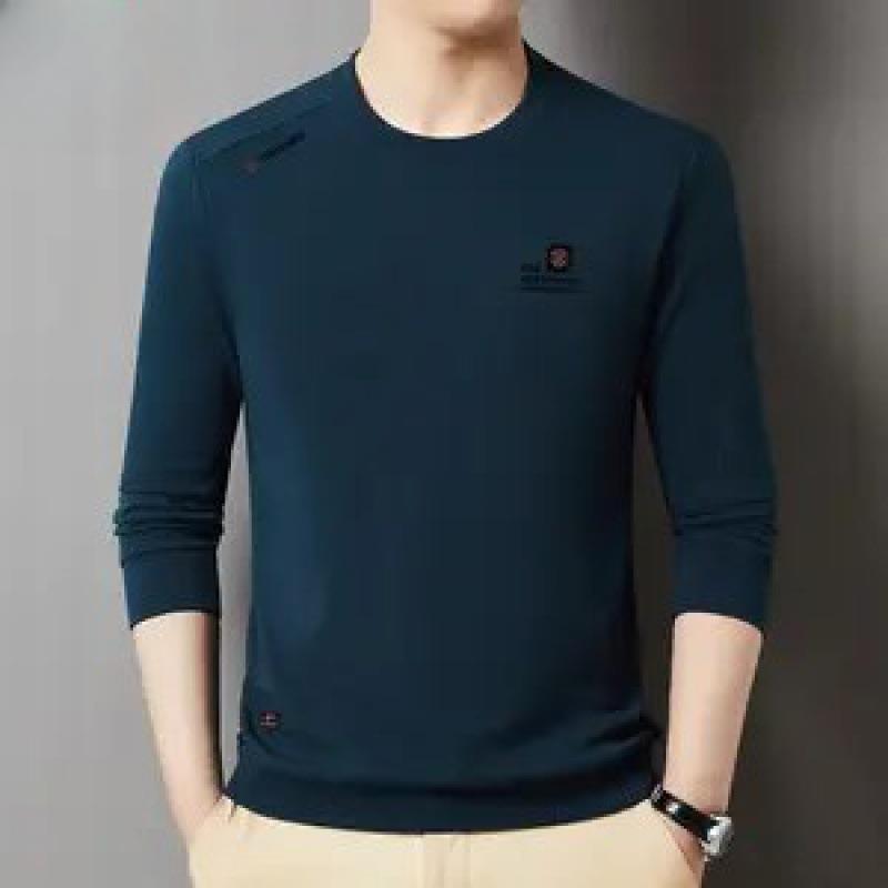 Men's Long-sleeved T-shirt Spring Sweatshirt Thin Casual Loose Round Neck Bottoming Top for Men
