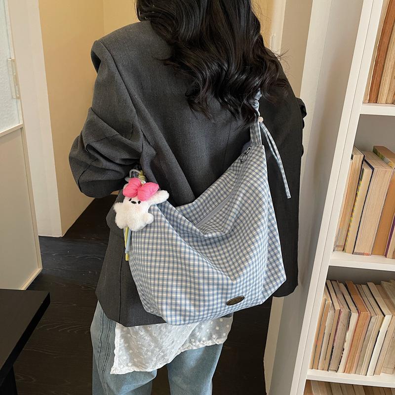 New Trendy Plaid Crossbody Bags for Women Large Capacity Tote Shoulder Bag Fashi Lazy Style Versatile Texture Storage Bags