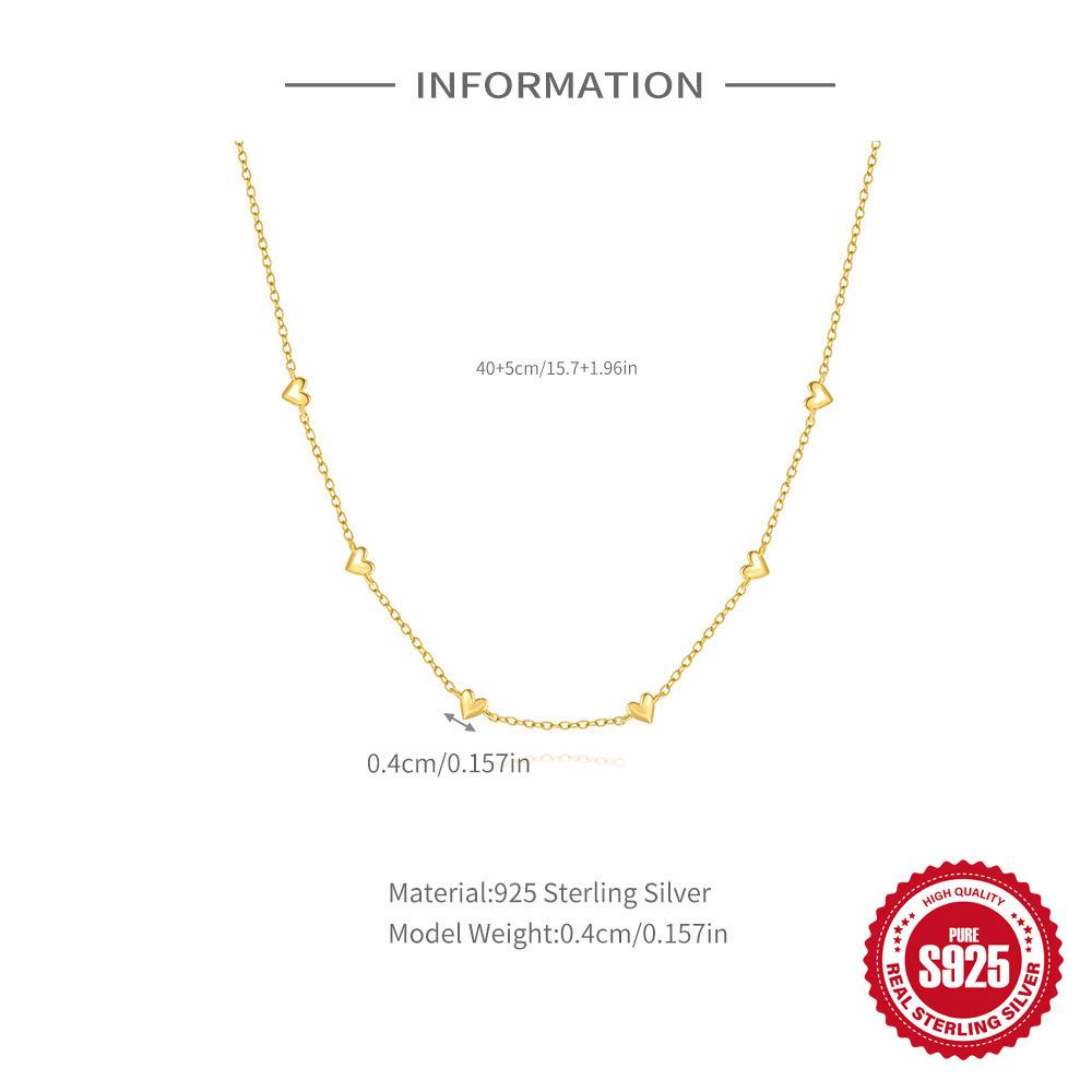 Stylish And Simple S925 Sterling Silver Love Stacked Women'S Versatile Collarbone Necklace