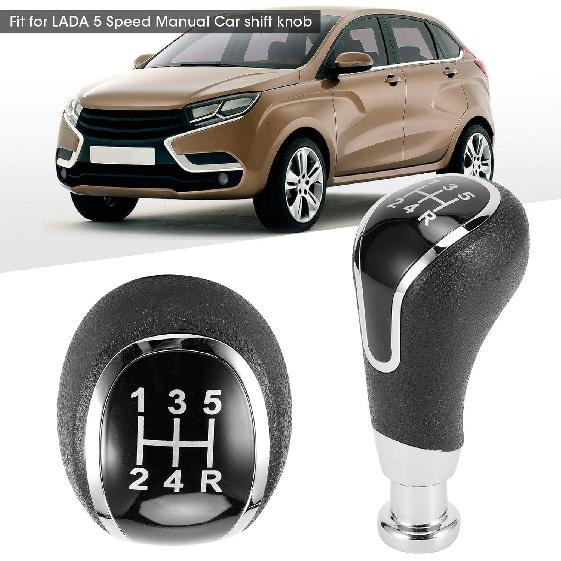 Shift Knob, Leather Shift Knob 5 Speed,Antiwear Unique and Delicate Styling Durable PU Leather Plastic Material Gear Shifter Lever Accessories Fit