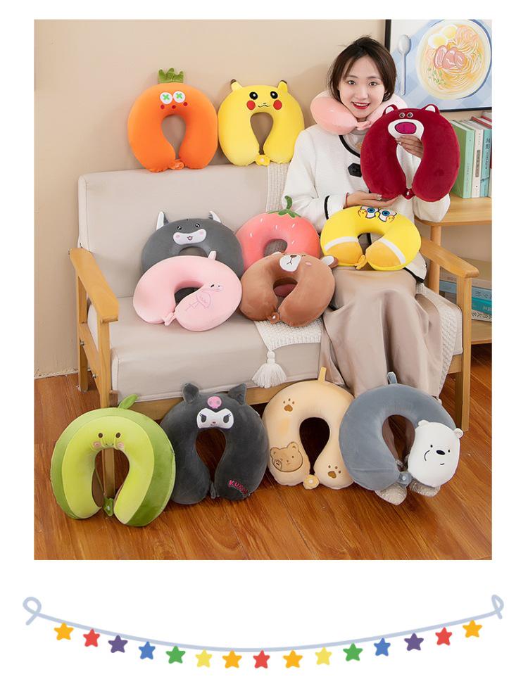 Customizable Cartoon Embroidery U-Shaped Memory Foam Neck Pillow for Travel & Home