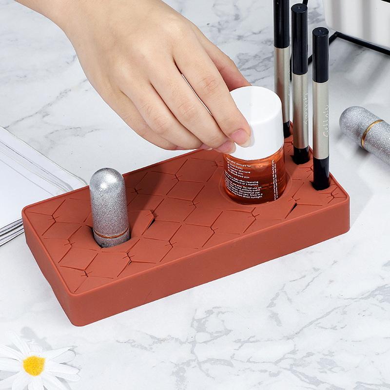 New Style Desktop Organizer Silicone Lipstick Storage Rack Cosmetic Makeup Box Eyebrow Pencil Display Brush Lipstick
