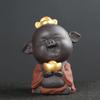 1PCS Handmade Purple Clay Tea Pet Ornaments Lucky Pig Statue Animal Tea Figurine Boutique Tea Decoration Accessories Crafts
