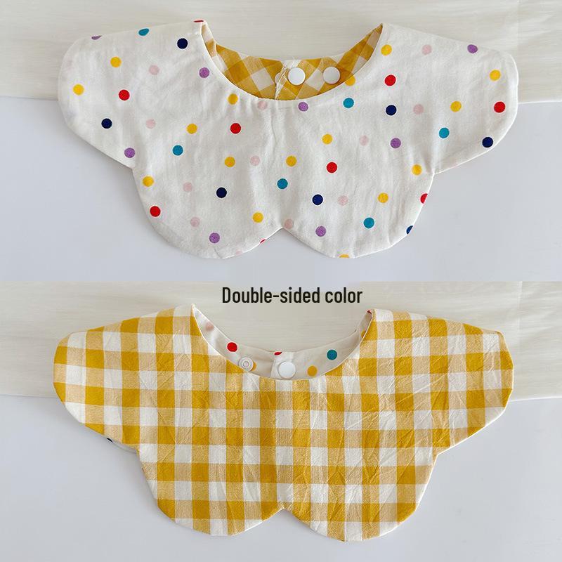 Korean Style Double-Sided Gauze Baby Drool Bib - Newborn Petal Design, Breathable