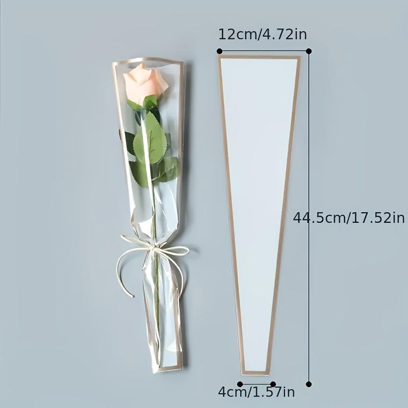 50pcs Rose Flower Packaging Bag Bouquet Transparent Glass Paper Single Branch Flower Packaging Paper Valentine's Day Gift