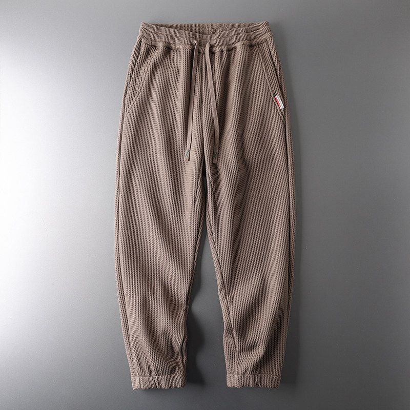 Heavy Waffle Foreign Trade Original Casual Pants Light Brown M