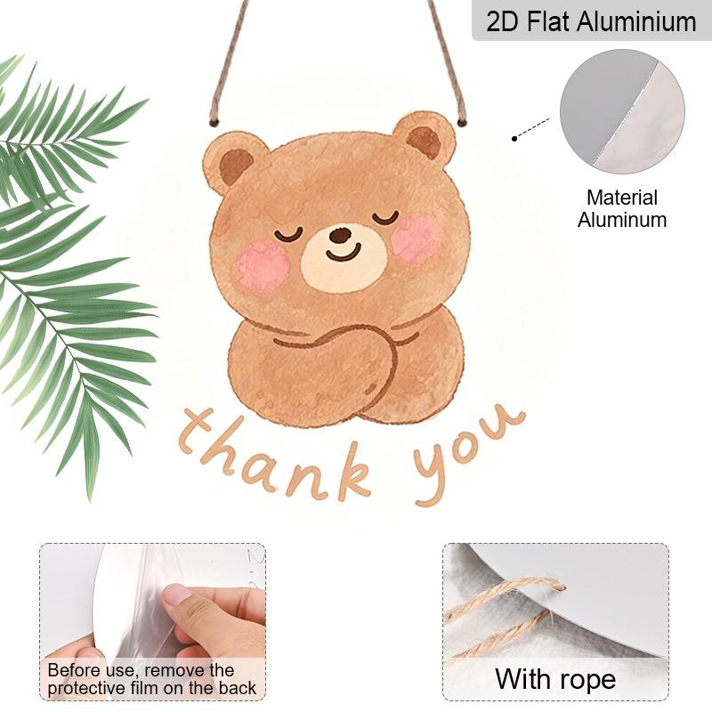 2D Flat Retro Aluminum Wall Stickers In Various Sizes. Cute Little Bear Thank-you Sign for Teachers, Watercolor Cartoon Bear Hanging Tag. A Perfect