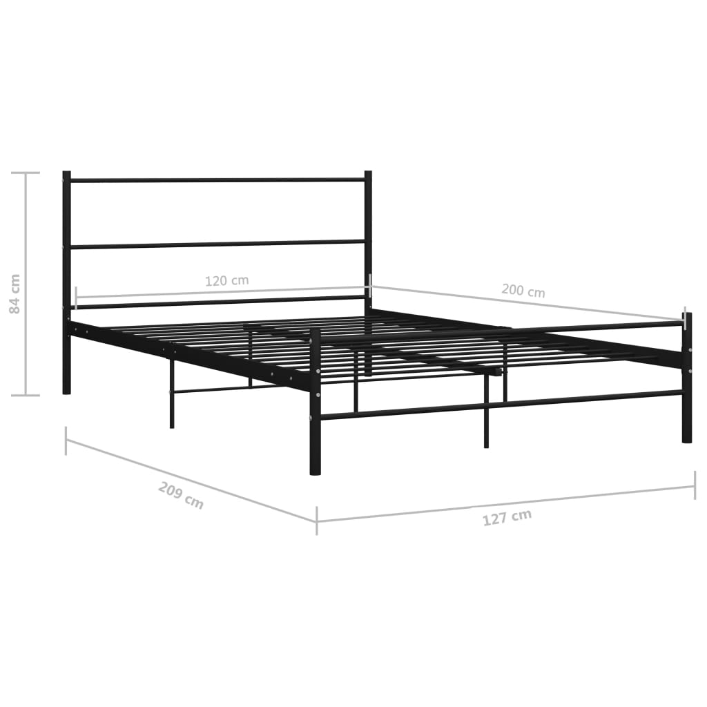 Bed Frame Black Metal 120 x 200 cm