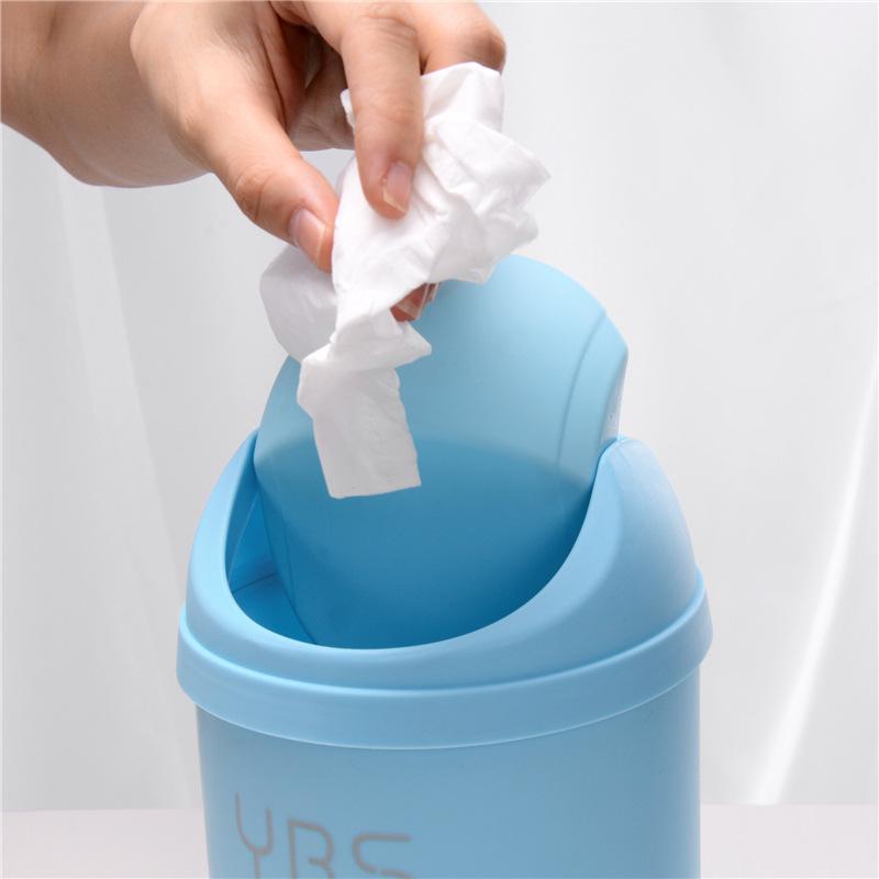 Clamshell Mini Desktop Trash Can Rocking Lid Small Garbage Can Household Living Room with Cover Bedside Storage Bucket Paper Basket