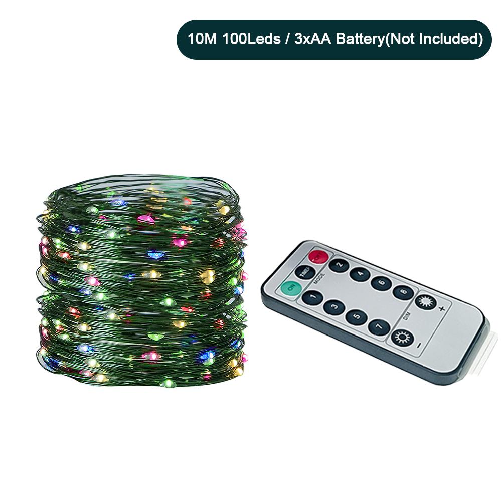 10M/20M LED USB/Battery Copper Fairy Lights Christmas Garland Remote Control String Lamp For Wedding Party Camping Home Dec