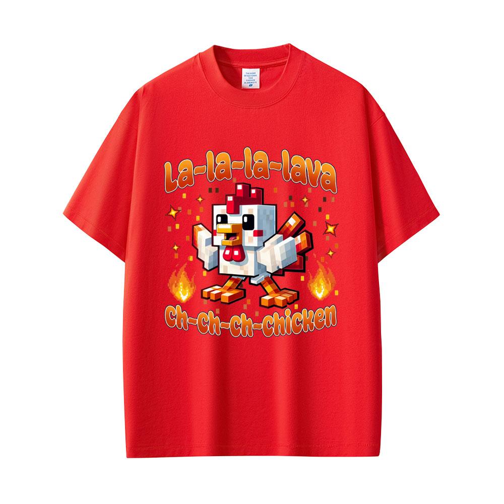 2025 Summer Fashion Lava Chicken Movie Funny Men Women Harajuku Cartoon Short Sleeve Tshirt 100 Pure Cotton Printed Tshirt S