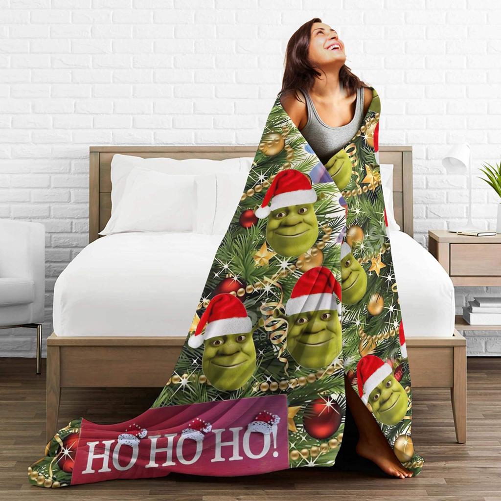 Christmas Shreks Pun Plush Blanket Students Flannel Throw Blanket For Couch Bed Super Customized Quality Bedspread Gift Idea