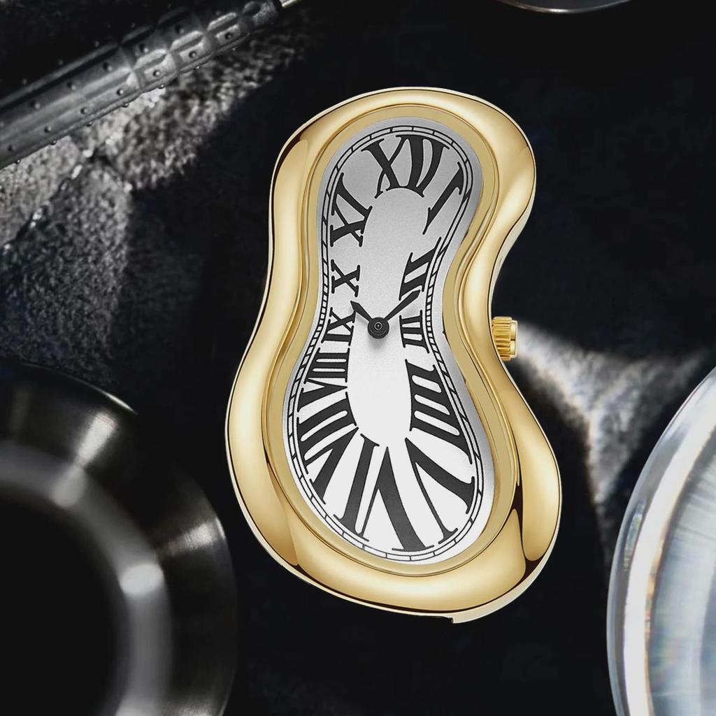 New Y2k Fashion Creative Men Women Melted Twisted Watches Luxury Streetstyle Irregular Shape Dial Unique Design Quartz Watch