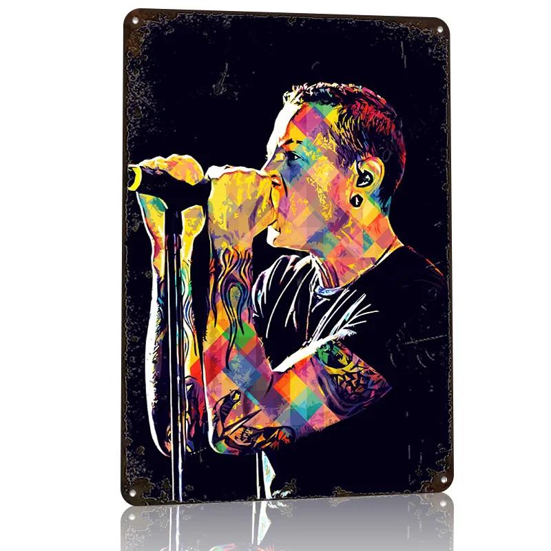 Chester Bennington Personalized D Textured Metal Poster Wall Art Tinplate Sign for Office Decoration Gaming Wand Deko House