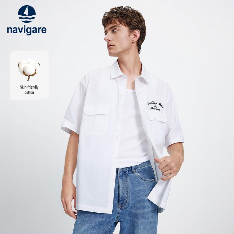 Navigare Men s Loose-Fit Short Sleeve Casual Shirt L
