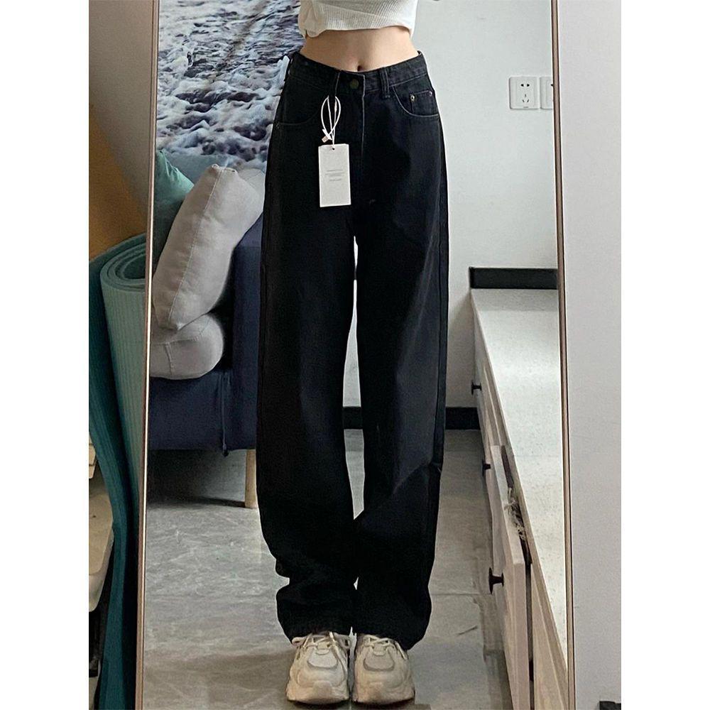 Petite Women's Retro High-Waisted Wide-Leg Flare Jeans - Summer Slimming Floor-Length