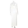 Women's Sleeveless Deep V Neck Draped Maxi Dress Solid White Elegant Casual Dress